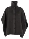 Fabiana Filippi Wool Turtleneck Cape In Anthracite