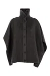 Fabiana Filippi Wool Turtleneck Cape In Grey