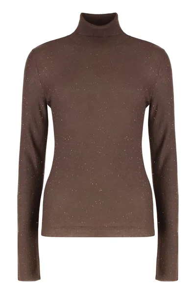 Fabiana Filippi Wool Turtleneck Sweater In Brown