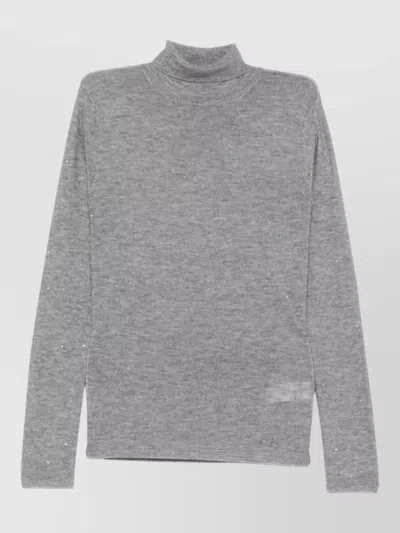Fabiana Filippi Sequin-embellished Turtleneck Sweater In Gray
