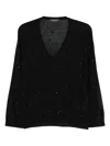 Fabiana Filippi Sequin Embellished V-neck Jumper In Black