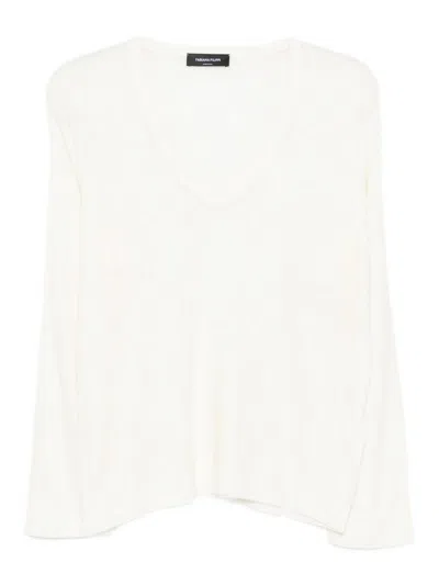 Fabiana Filippi Wool V-necked Sweater In White