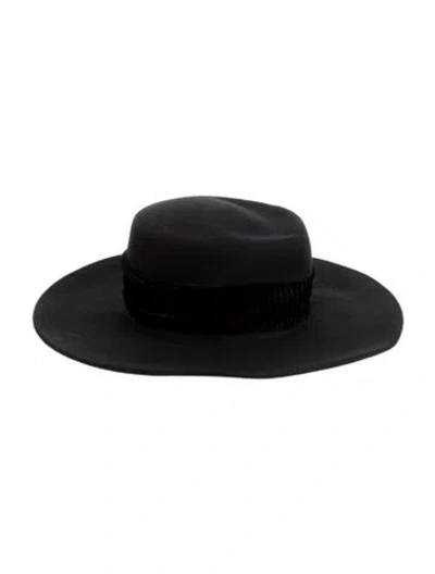 Pre-owned Fabiana Filippi Wool Wide Brim Boater Hat W/tags In Black