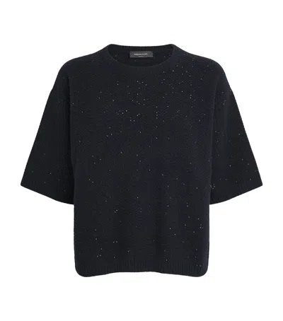 Fabiana Filippi Wool-blend Sequin Sweater In Blue
