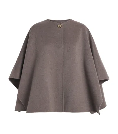 Fabiana Filippi Wool-cashmere Gold-knot Cape In Gray