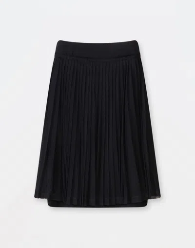 Fabiana Filippi Woolen Pencil Skirt With Pleated Tulle Layer In Black