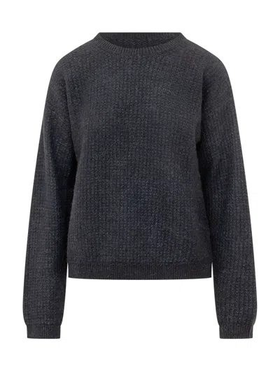Fabiana Filippi Wool-silk Viscose Blend Knit Sweater In Blu Notte