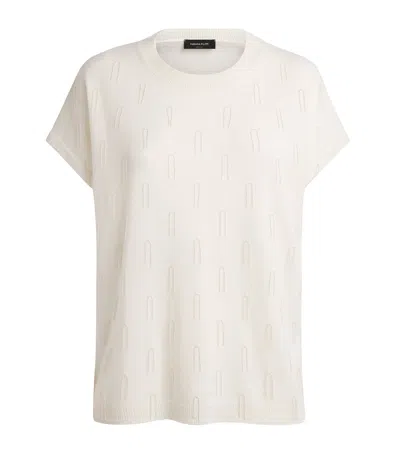Fabiana Filippi Wool-silk-cashmere Embellished T-shirt In White