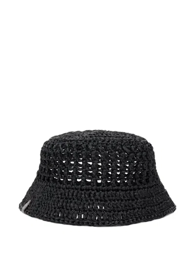 Fabiana Filippi Woven Bucket Hat In Black