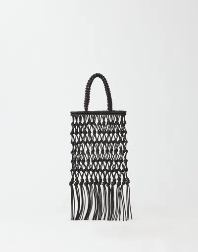 Fabiana Filippi Woven Leather Mini Shopper In Black