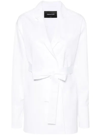 Fabiana Filippi Wrap-design Cotton Shirt Jacket In White