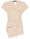 Fabiana Filippi Beige Linen And Viscose Top