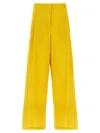 Fabiana Filippi Wide-leg Cotton Blend Trousers With Pin Tucks In Yellow