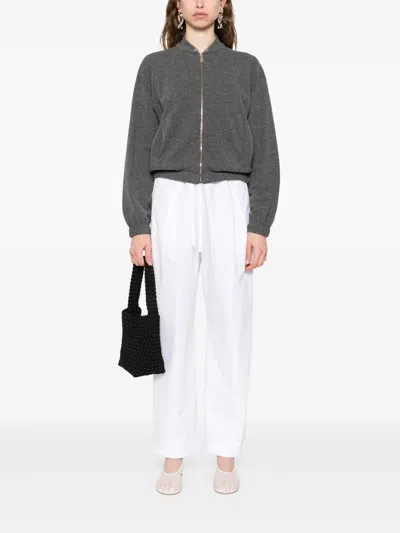 Fabiana Filippi Zip-front Button-detail Cardigan In Gray