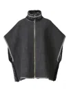 Fabiana Filippi Double Cape With Crochet Knit In Black