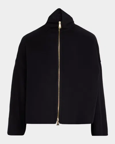 Fabiana Filippi Zip-front Double Wool Coat In Black