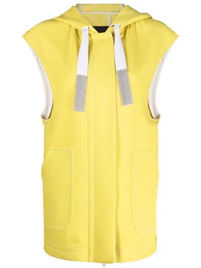Fabiana Filippi Zip-up Hooded Vest In Yellow