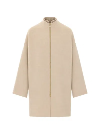 Fabiana Filippi Zip-up High-neck Coat In Neutral