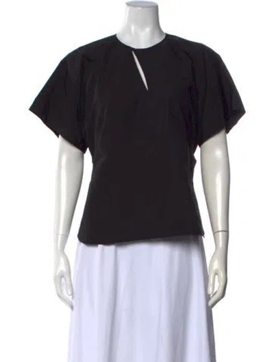 Pre-owned Fabiana Pigna Asymmetrical Short Sleeve Top In Black