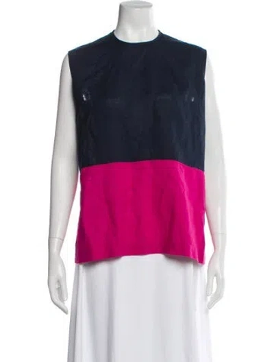 Pre-owned Fabiana Pigna Colorblock Pattern Crew Neck Top In Pink