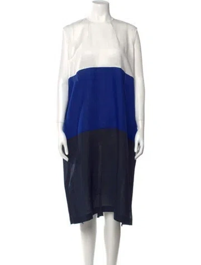 Pre-owned Fabiana Pigna Colorblock Pattern Midi Length Dress In Blue