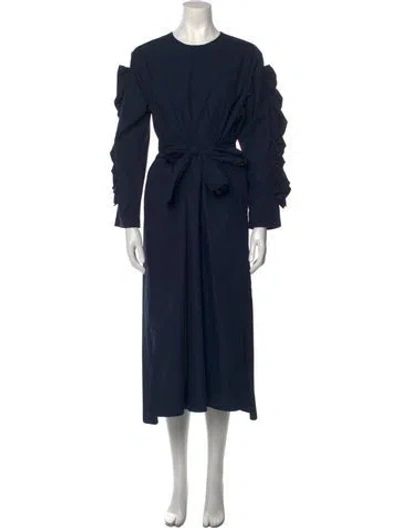 Pre-owned Fabiana Pigna Crew Neck Long Dress In Blue