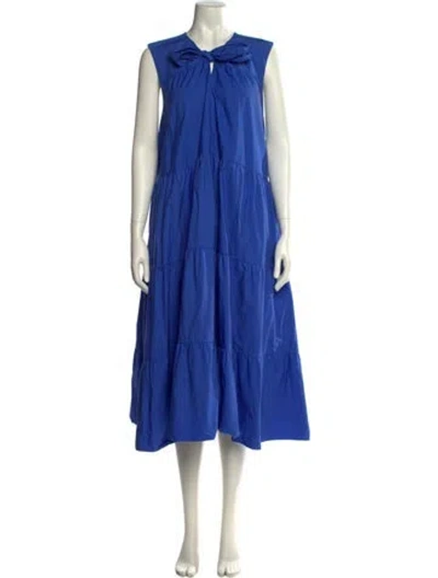 Pre-owned Fabiana Pigna Crew Neck Midi Length Dress In Blue
