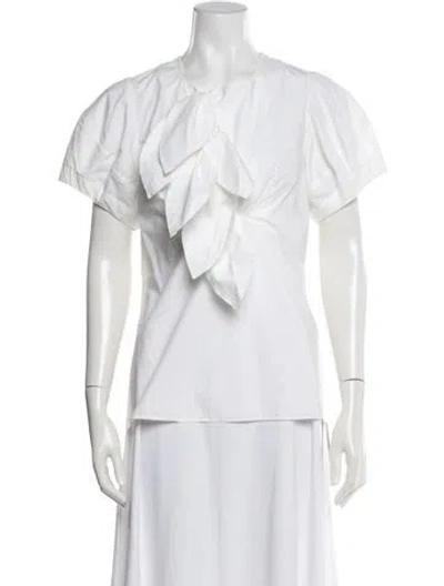 Pre-owned Fabiana Pigna Crew Neck Short Sleeve Blouse In Blue/white
