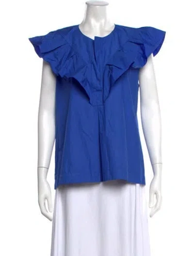 Pre-owned Fabiana Pigna Crew Neck Sleeveless Top In Blue