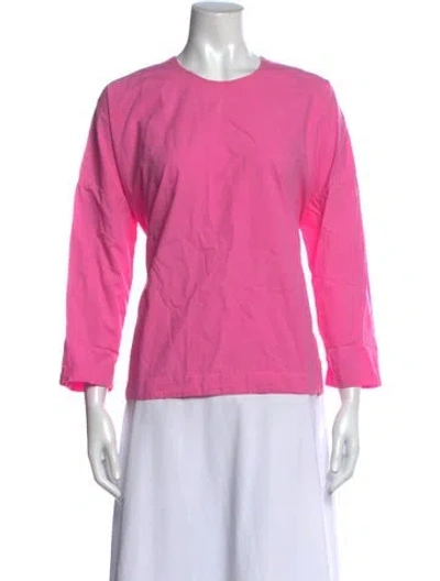 Pre-owned Fabiana Pigna Crew Neck Three-quarter Sleeve Blouse In Pink