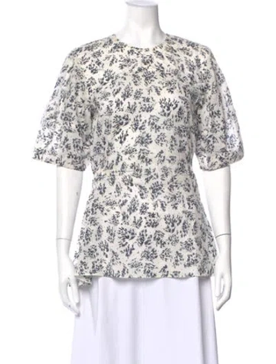 Pre-owned Fabiana Pigna Floral Print Crew Neck Top In White
