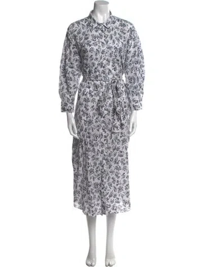 Pre-owned Fabiana Pigna Floral Print Long Dress In White