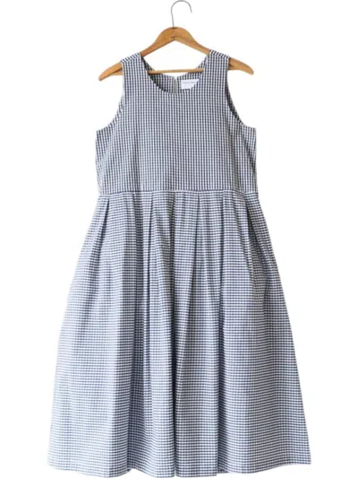 Fabiana Pigna Laurel Dress In Navy Gingham In Multi