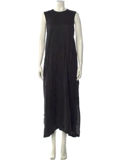 Pre-owned Fabiana Pigna Linen Long Dress In Black