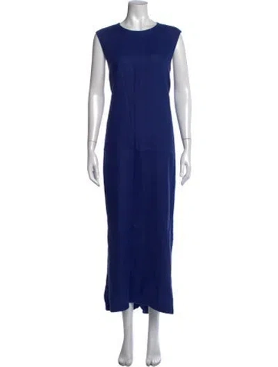 Pre-owned Fabiana Pigna Linen Long Dress In Blue