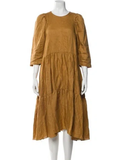Pre-owned Fabiana Pigna Linen Midi Length Dress In Neutral