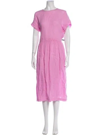 Pre-owned Fabiana Pigna Linen Midi Length Dress In Pink