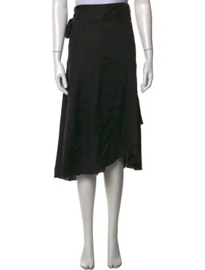 Pre-owned Fabiana Pigna Linen Midi Length Skirt In Black