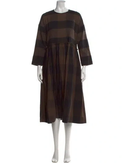 Pre-owned Fabiana Pigna Plaid Print Midi Length Dress In Brown