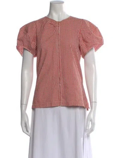 Pre-owned Fabiana Pigna Plaid Print V-neck Top In Multi