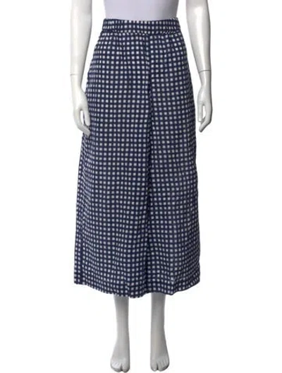 Pre-owned Fabiana Pigna Plaid Print Wide Leg Pants In Blue