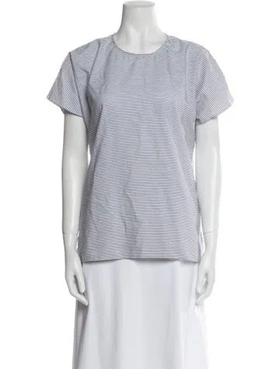 Pre-owned Fabiana Pigna Striped Crew Neck T-shirt In White