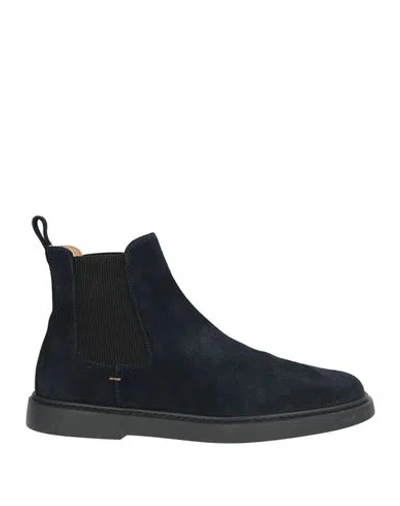 Fabiano Ricci Man Ankle Boots Midnight Blue Size 8 Leather