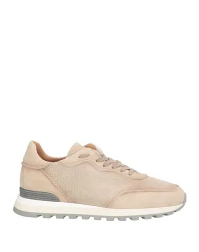Fabiano Ricci Man Sneakers Beige Size 8 Leather In Neutral