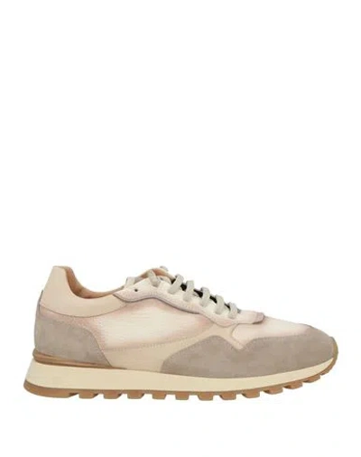 Fabiano Ricci Man Sneakers Beige Size 9 Leather, Textile Fibers In Neutral