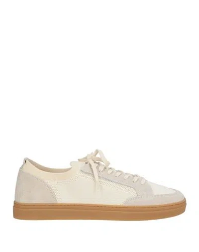 Fabiano Ricci Man Sneakers Cream Size 8.5 Leather, Textile Fibers In Multi