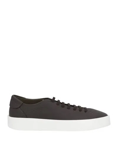Fabiano Ricci Man Sneakers Dark Brown Size 7 Leather