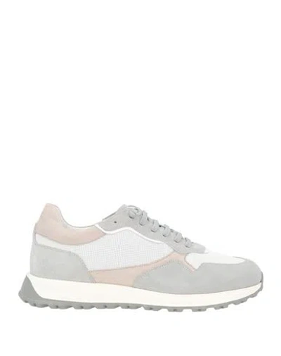 Fabiano Ricci Man Sneakers Light Grey Size 10 Leather, Textile Fibers In Gray
