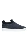 Fabiano Ricci Man Sneakers Navy Size 8 Leather, Textile Fibers In Navy