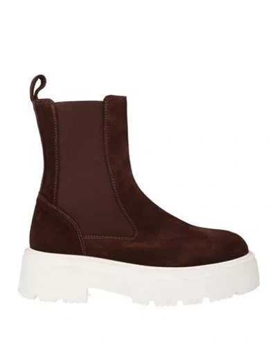 Fabiano Ricci Woman Ankle Boots Chocolate Brown Size 11 Leather